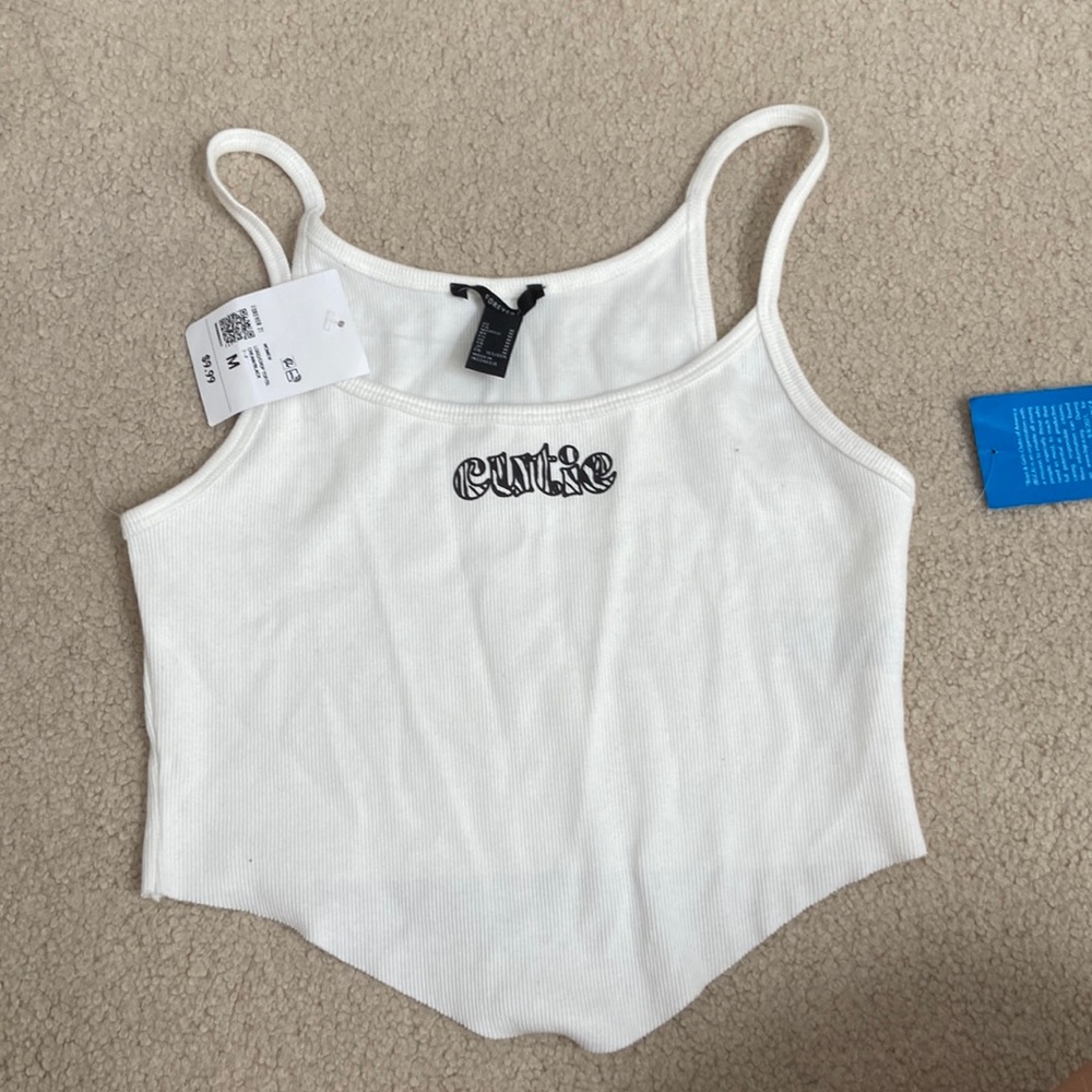 White cropped “cutie” tank top